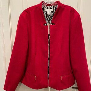 Chico's Red Jacket with Zebra lining NWT Size 4 (20/22)